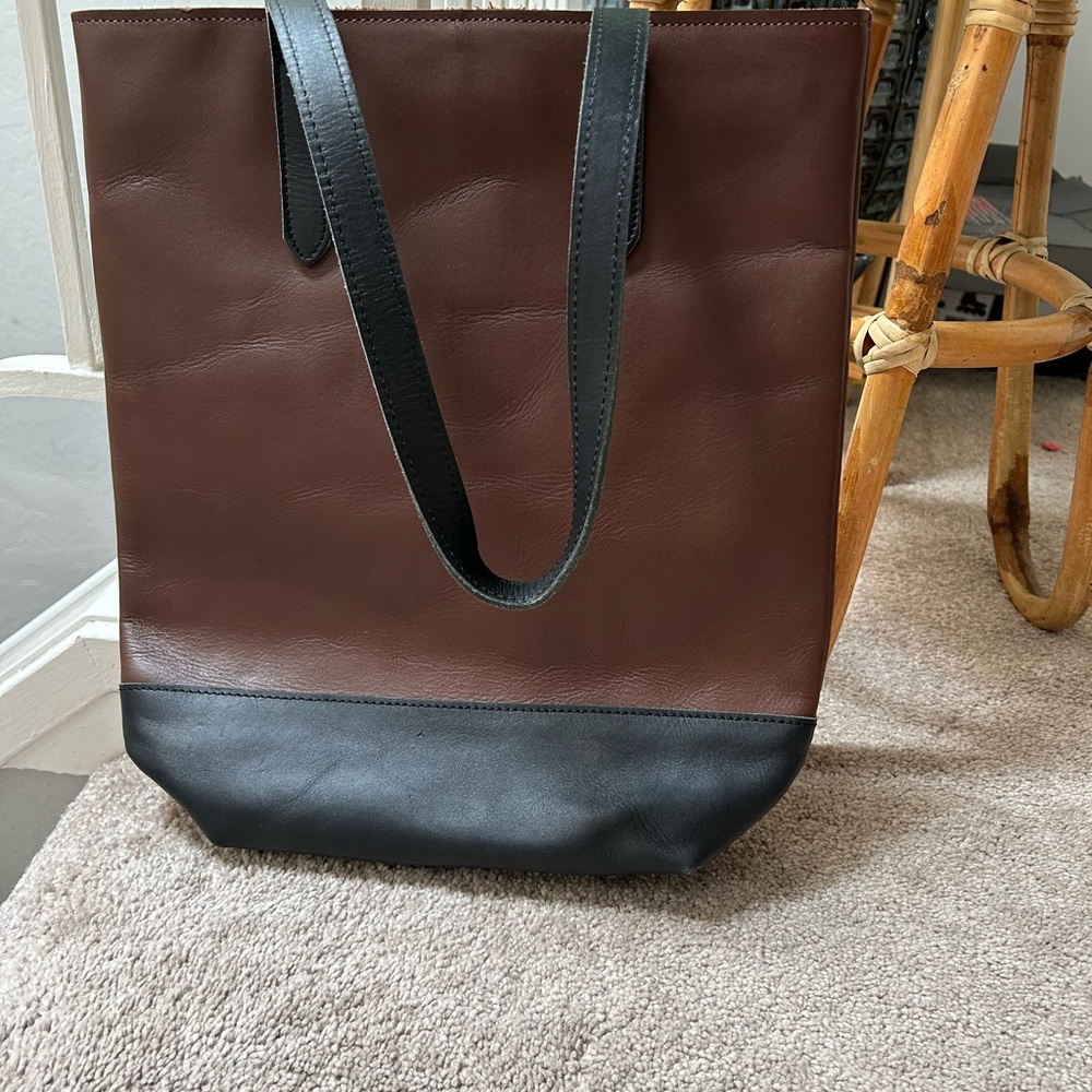 Sarep & Rose Kenya brown and black leather tote